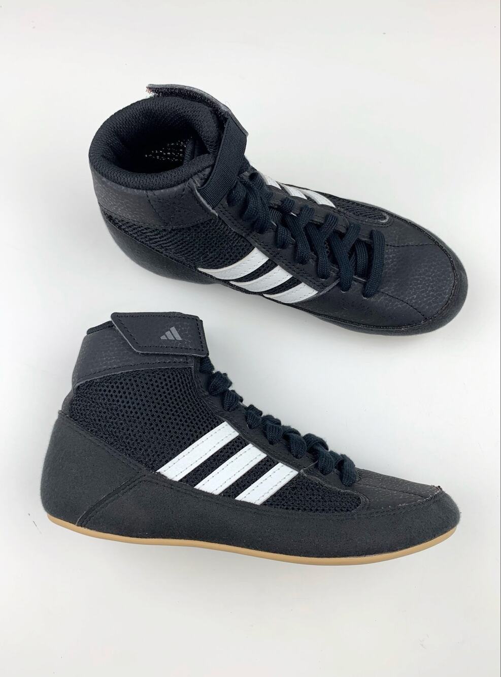 Adidas Youth HVC 2 Wrestling Shoes Black Lace Up Strap AQ3327 Boys Kids 1